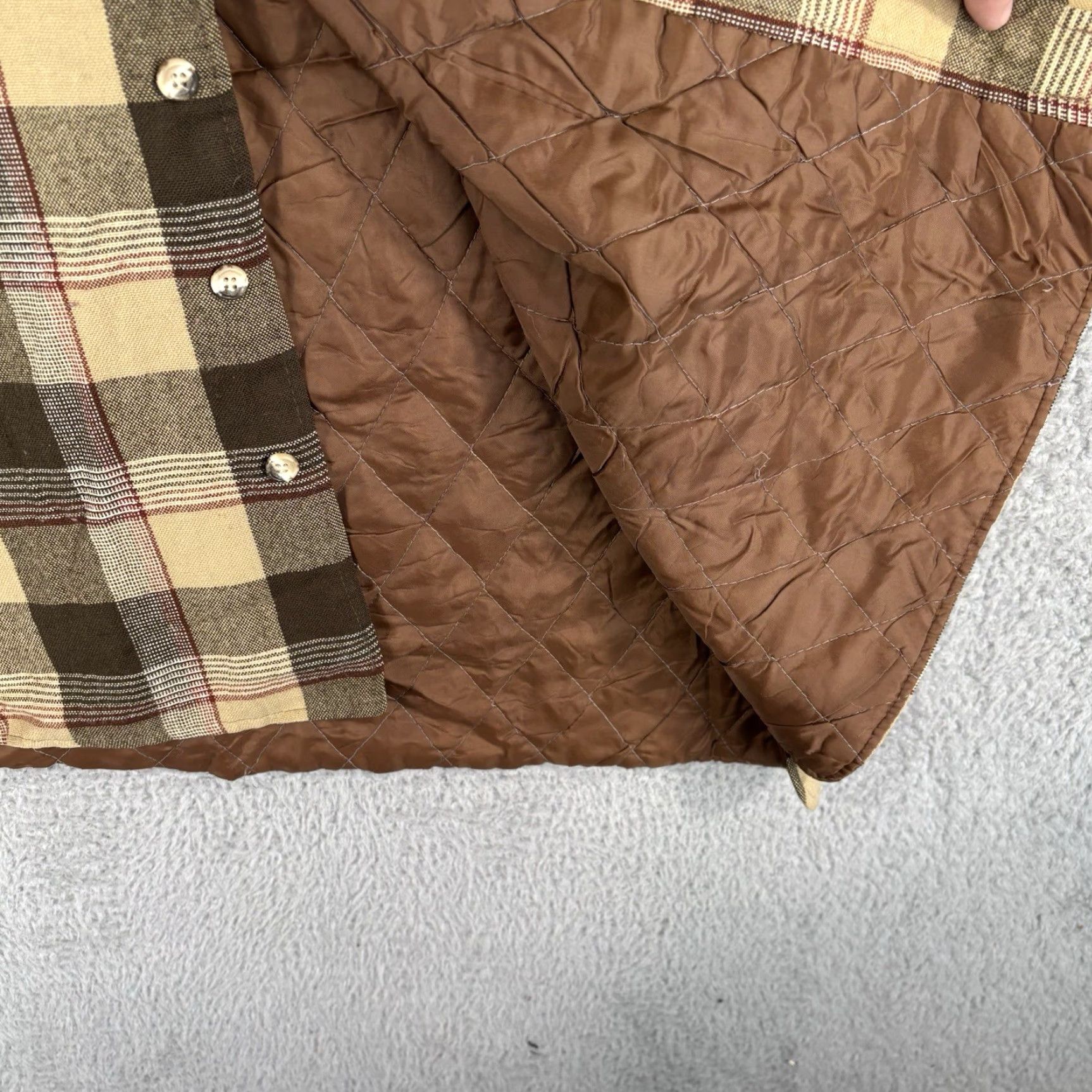 Sears VINTAGE Sears Quilt Lined Flannel Shirt Mens LT Large Tall Brown Plaid Button-Up 90s Size US L / EU 52-54 / 3 - 4 Thumbnail