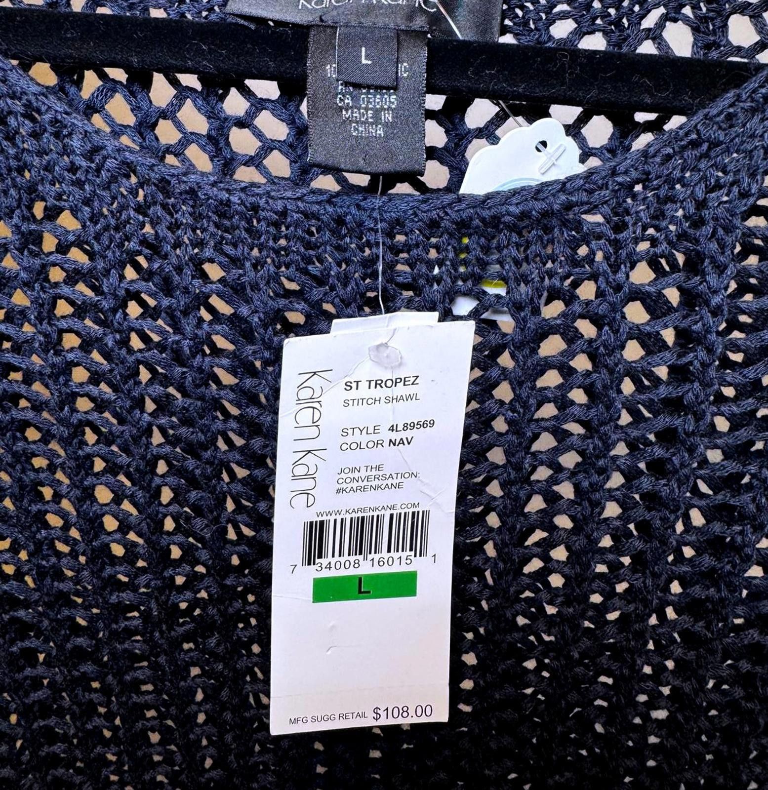 Designer Karen Kane Navy Knit Sweater - ST Tropez Style Size L / US 10 / IT 46 - 3 Thumbnail