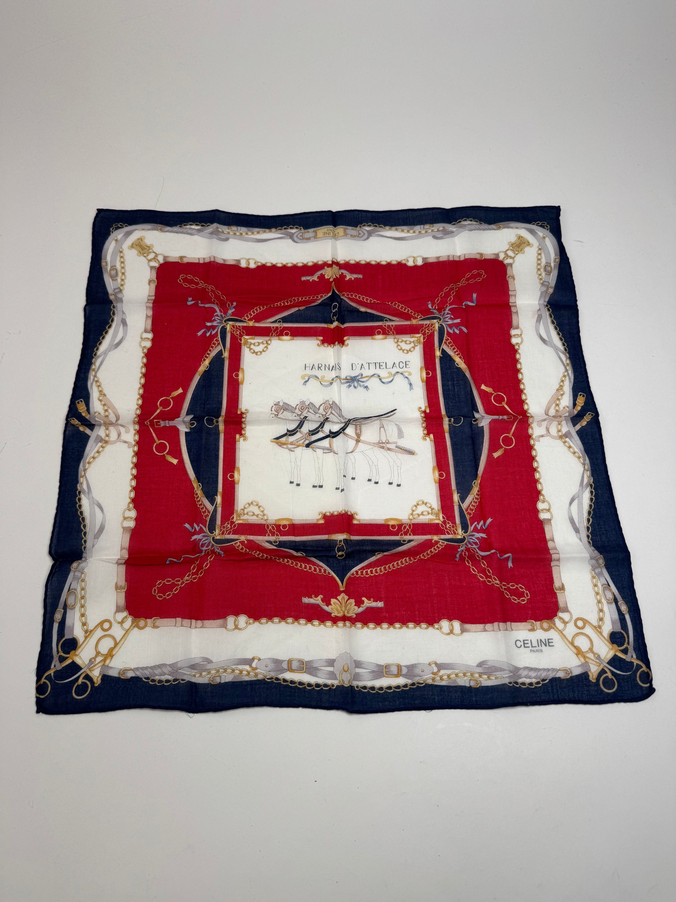 Vintage Equistarian Scarf Navy White Red