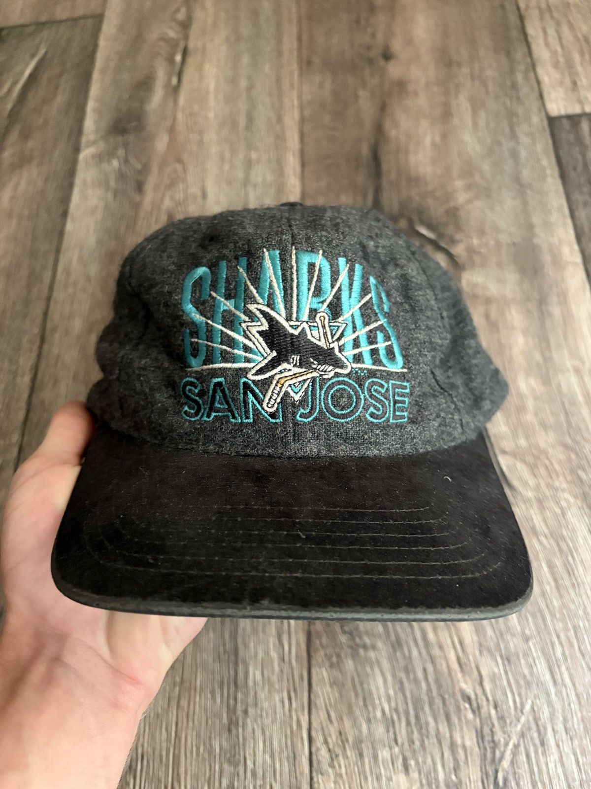 NHL Vintage 90s San Jose Sharks Wool Snapback Hockey Cap Hat NHL Size ONE SIZE - 2 Thumbnail