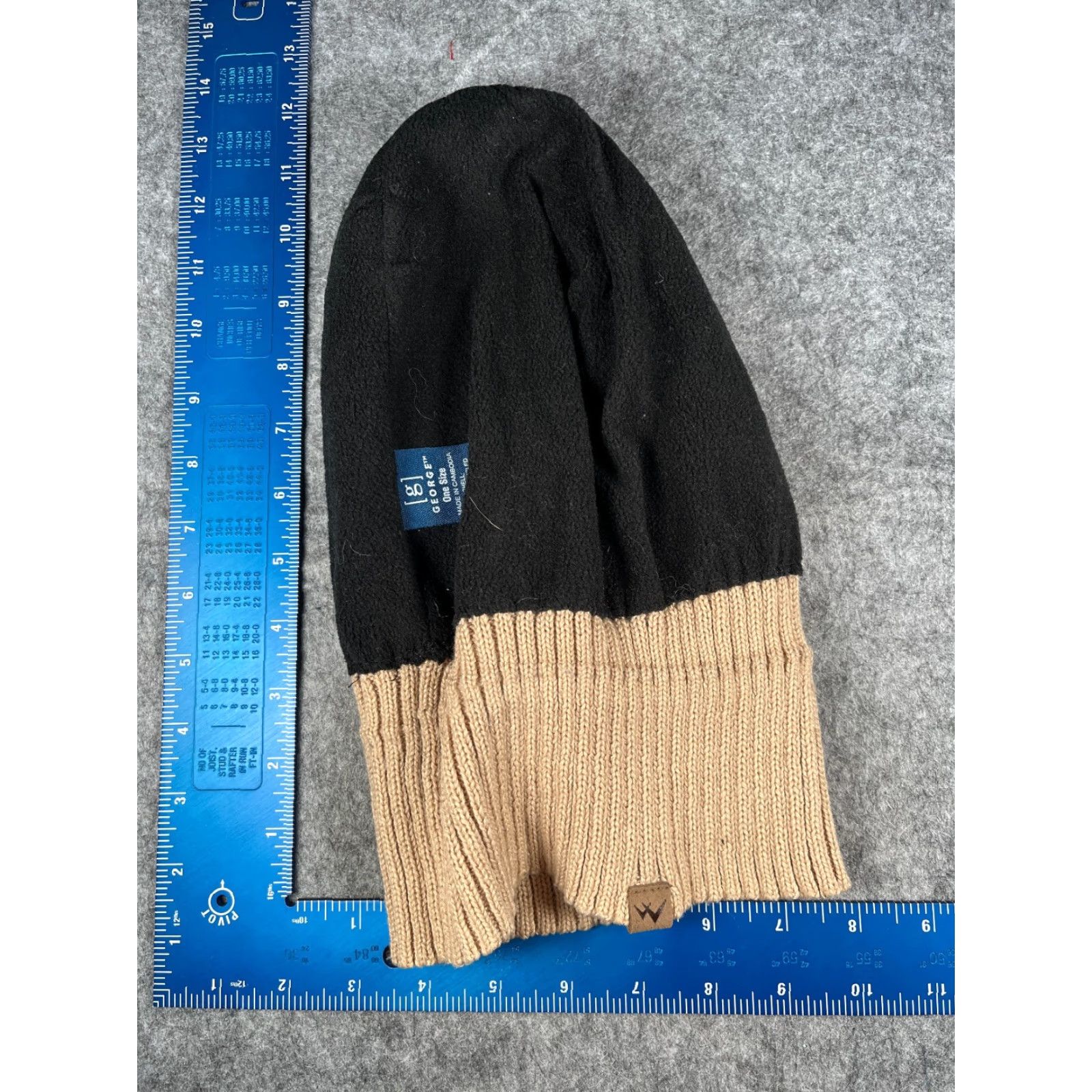 George George Beanie Toque Adult One Size Beige Ribbed Knit 100% Polyester Lined Shirt Mens Hat Beanie Beige Outdoor Ski Logo 90s (if applicable) Size ONE SIZE - 5 Thumbnail