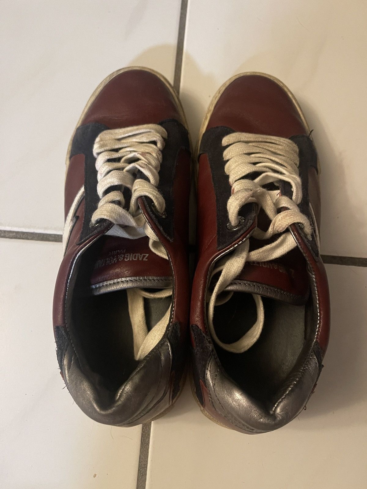 Zadig & Voltaire Zadig & Voltaire Flash Low Top Sneakers Burgundy Leather 39 Size US 9 / IT 39 - 5 Thumbnail