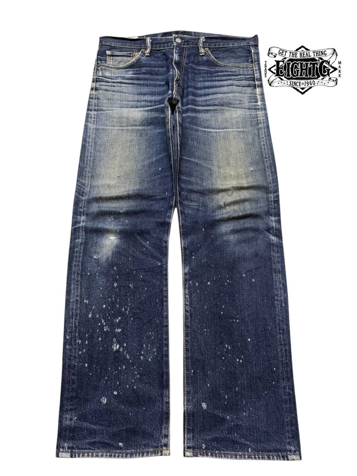EIGHT-G Vintage 90s Japan Eight-G Faded Wash Distress Wide Leg Loose Size US 36 / EU 52 - 1 Thumbnail