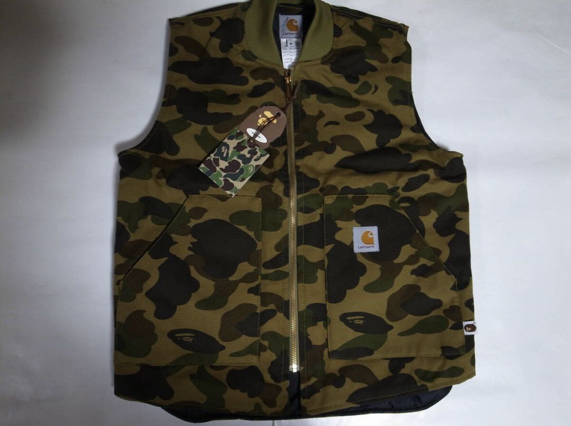 Pre-owned Bape Very Og 2006 A Bathing Ape X Carhartt Green Camo Vest