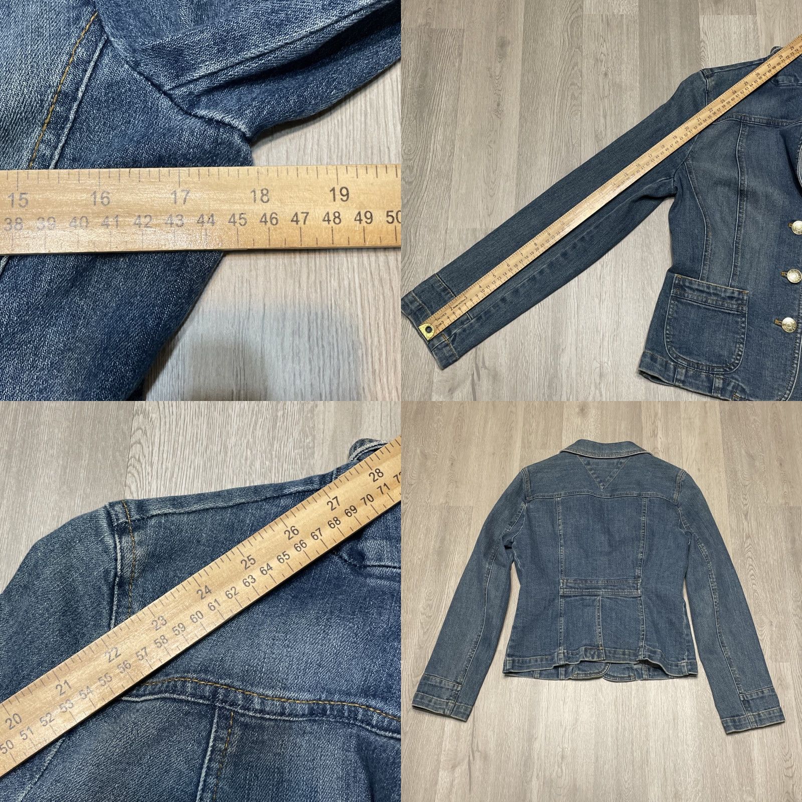 Tommy Hilfiger VINTAGE Tommy Hilfiger Women's Denim Jacket Blazer Sz 8 Light Blue Collared Button Up Jean Coat Size 30" / US 8 / IT 44 - 8 Thumbnail