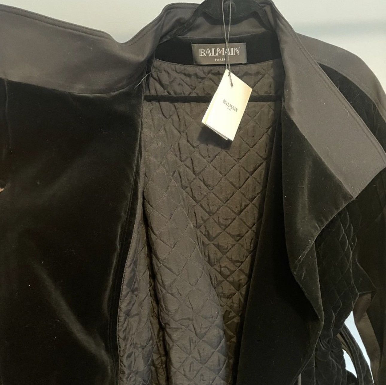 Balmain BALMAIN Black Velvet Wrap Coat Quilted Size XL / US 12-14 / IT 48-50 - 4 Thumbnail