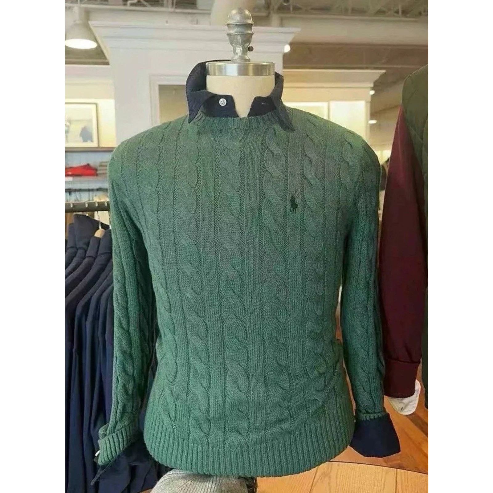 Polo Ralph Lauren NWT Men's Polo Ralph Lauren Roving Cable Sweater Green Small Size US S / EU 44-46 / 1 - 7 Thumbnail