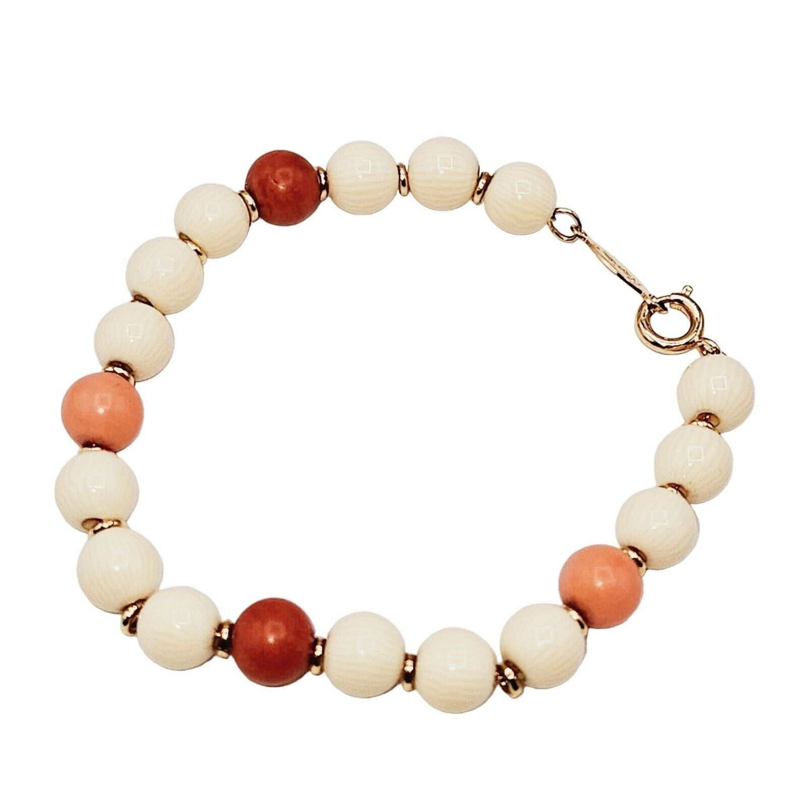 Other VTG Y2K Napier Bracelet Cream Orange Bead Fashion Jewelry Size ONE SIZE - 2 Thumbnail