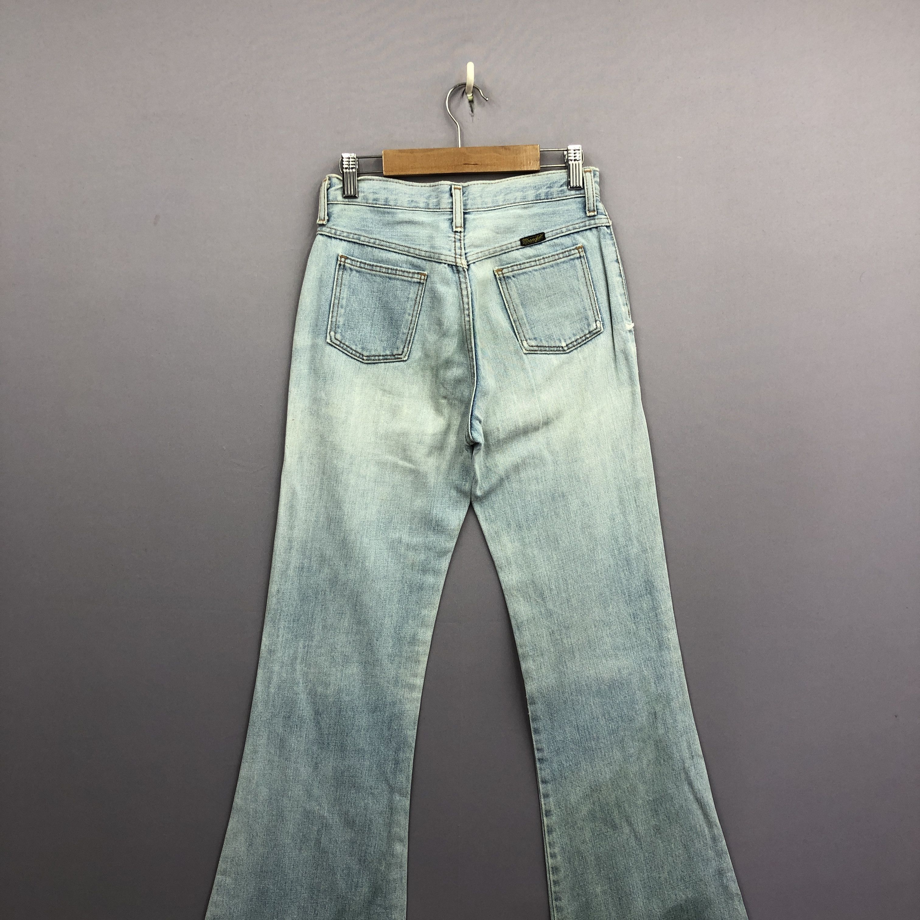 Vintage 90s Wrangler Bush Pants Flare Faded Light Wash Jeans Denim Size 24" / US 00 / IT 34 - 4 Thumbnail
