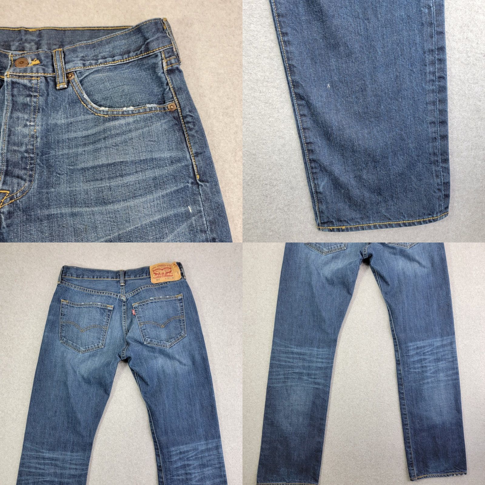 Levi's Levi's Jeans Mens 32x32 Blue 501 XX Denim Straight Medium Wash Distressed 5-Pocket USA Slim Regular Mens Size US 32 / EU 48 - 8 Thumbnail