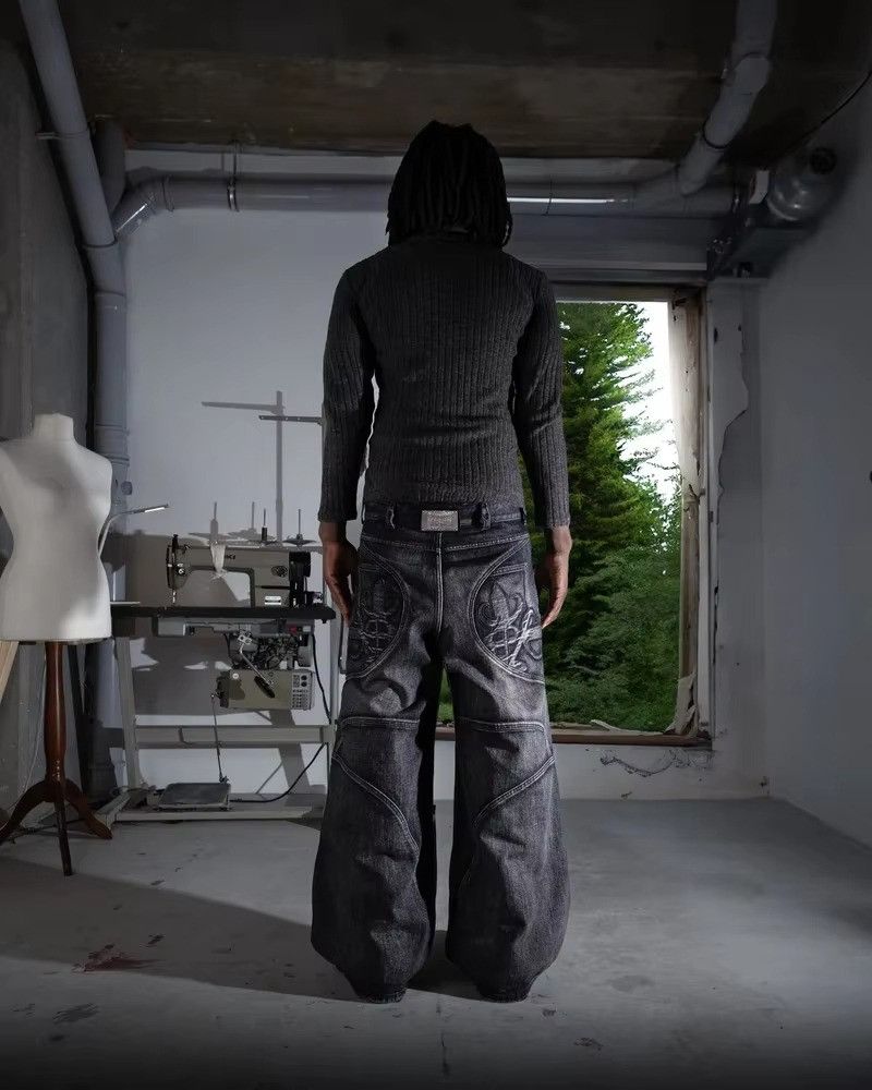 Japanese Brand × Jean Washed Black Retro Baggy Jeans Size US 34 / EU 50 - 7 Thumbnail