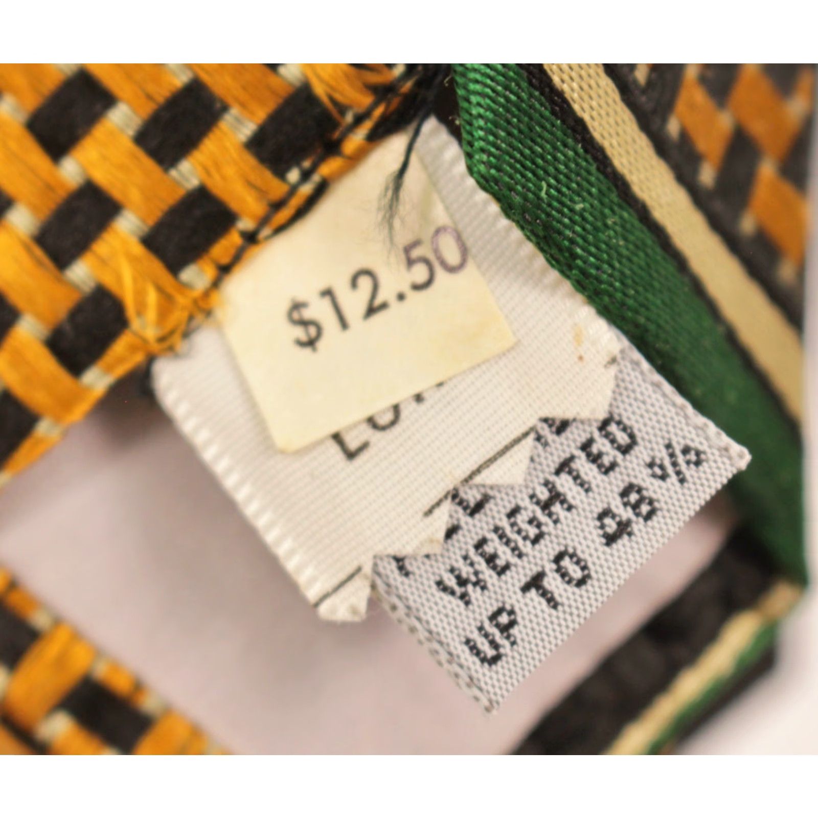 Vintage VINTAGE James Davis 70s Neck Tie Mens Silk Tie Black Green & Yellow Striped NOS VTG Good Condition 59.75" L 4" W Size ONE SIZE - 6 Thumbnail