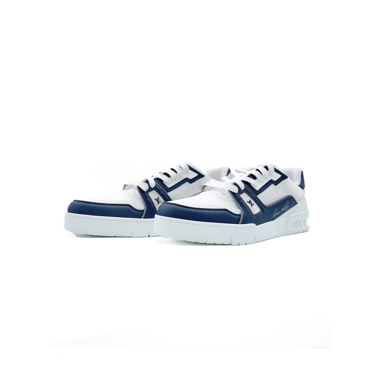 Louis Vuitton Louis Vuitton White & Marine Trainer Sneakers Size US 9 / IT 39 - 2 Thumbnail