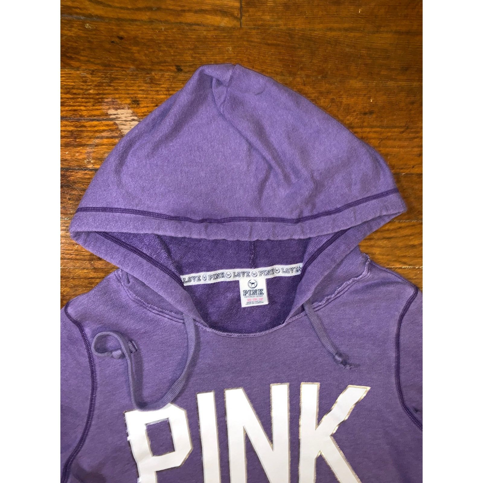 Victoria's Secret Victoria’s Secret PINK Hoodie XS Purple Spell Out Pullover Size XS / US 0-2 / IT 36-38 - 4 Thumbnail
