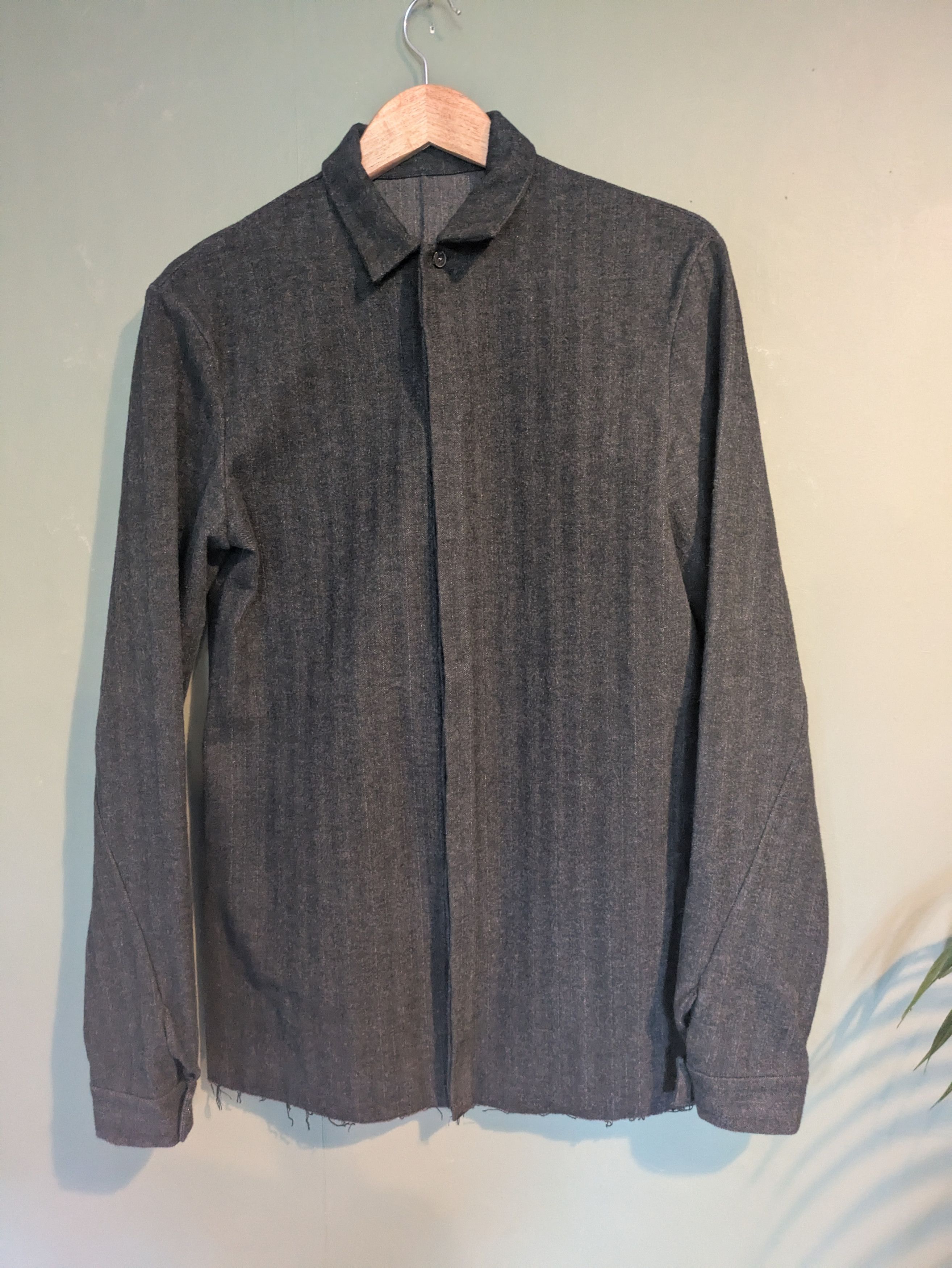 Pre-owned M.a+ Fitted Shirt Herringbone Wool In Gray