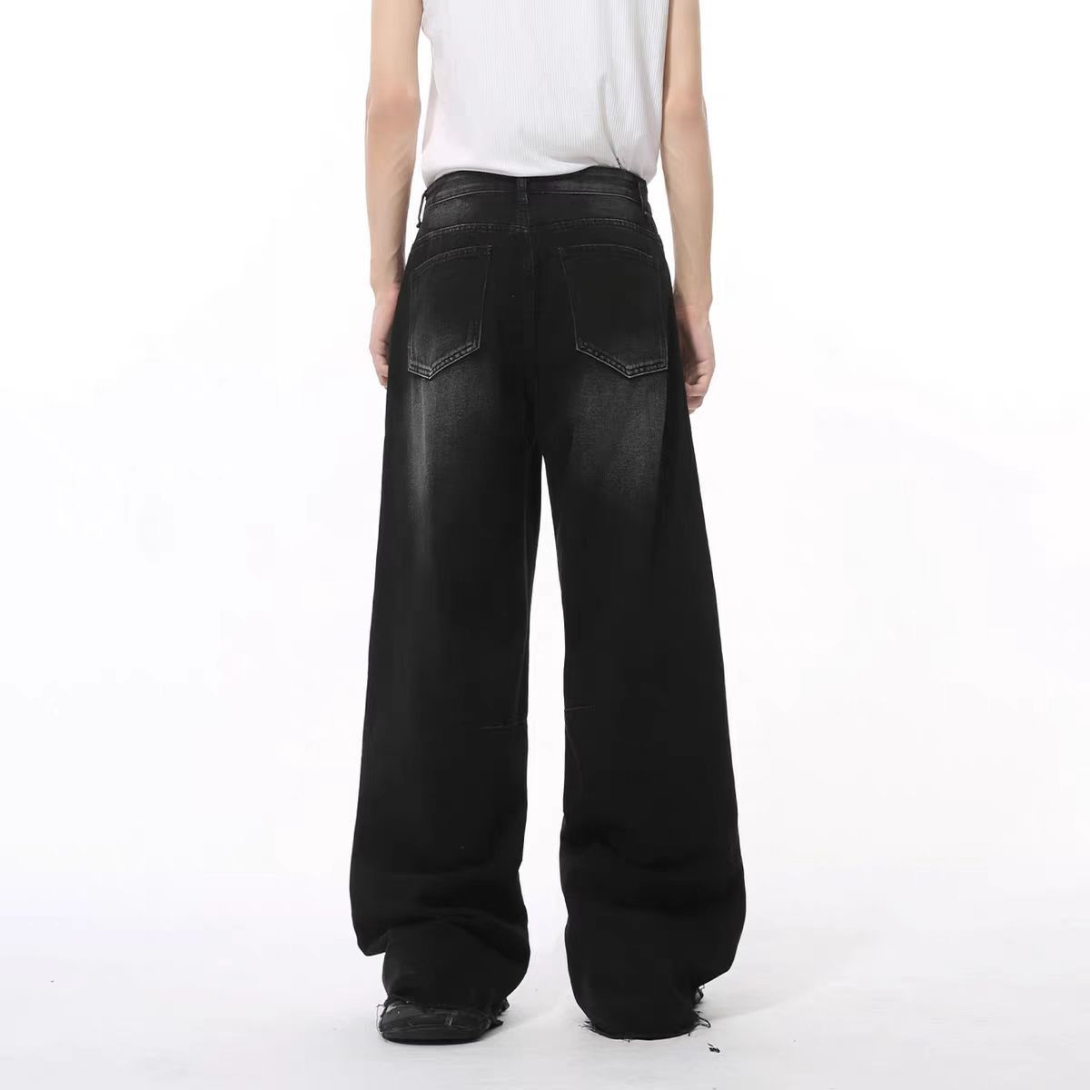 Japanese Brand × Jean High Street Hip Hop Baggy Wide Leg Raw Hem Jeans Size US 30 / EU 46 - 3 Thumbnail