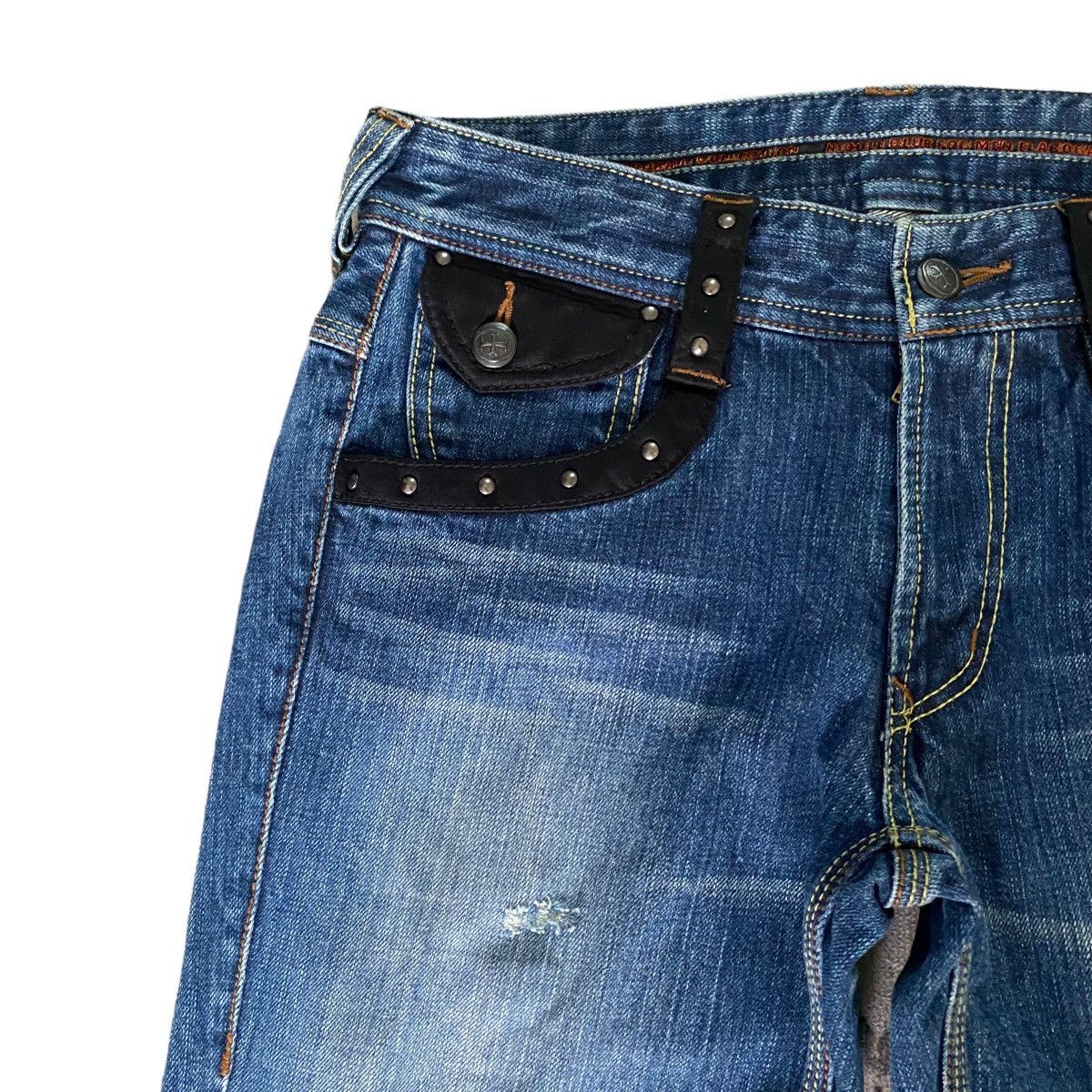 Nicole Club Nicole Club For Men Leather Lace Denim Flare Jeans Size US 31 - 4 Thumbnail