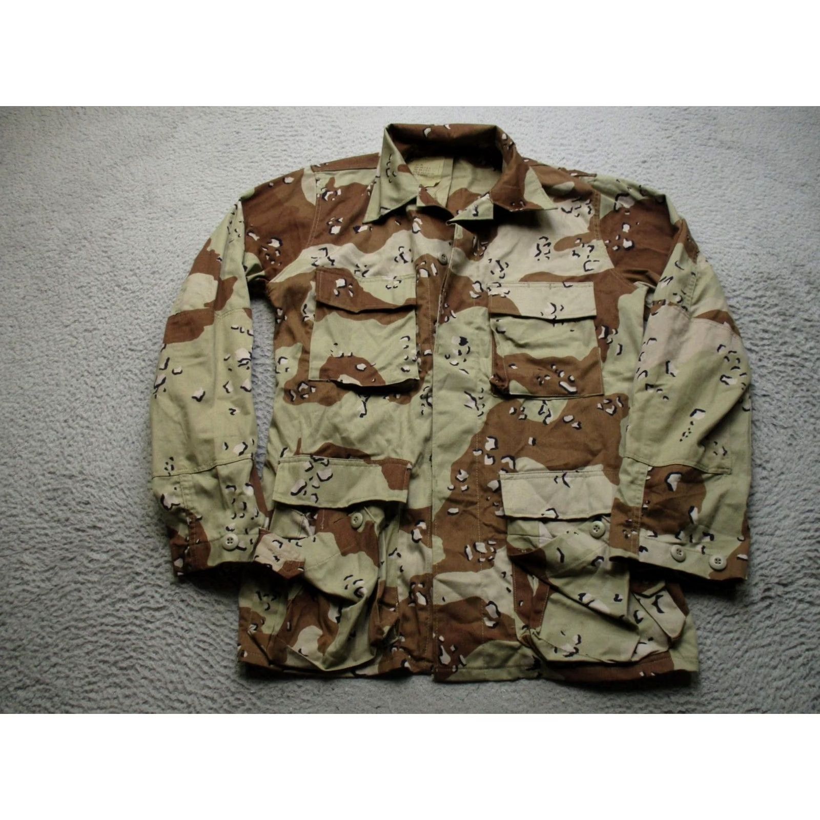 Vintage Selma Apparel Corporation Military Jacket Coat Mens ST Beige Desert Camouflage Cotton Blend Canvas Pockets Button Front Size US S / EU 44-46 / 1 - 2 Thumbnail
