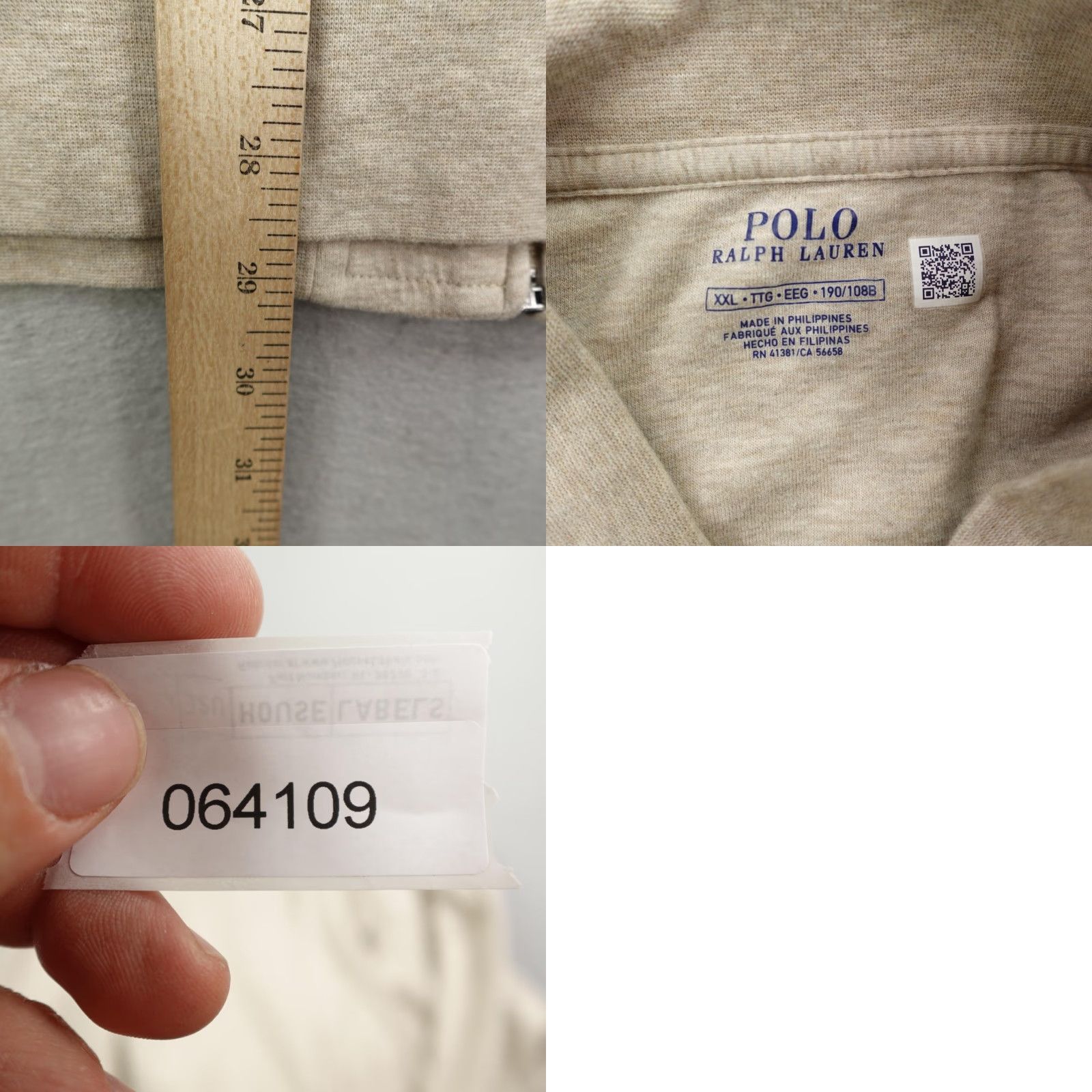 Polo Ralph Lauren Polo Ralph Lauren VINTAGE Bomber Jacket Mens 2XL Beige Full Zip Outdoor Sweatshirt Coat Size US XXL / EU 58 / 5 - 8 Thumbnail