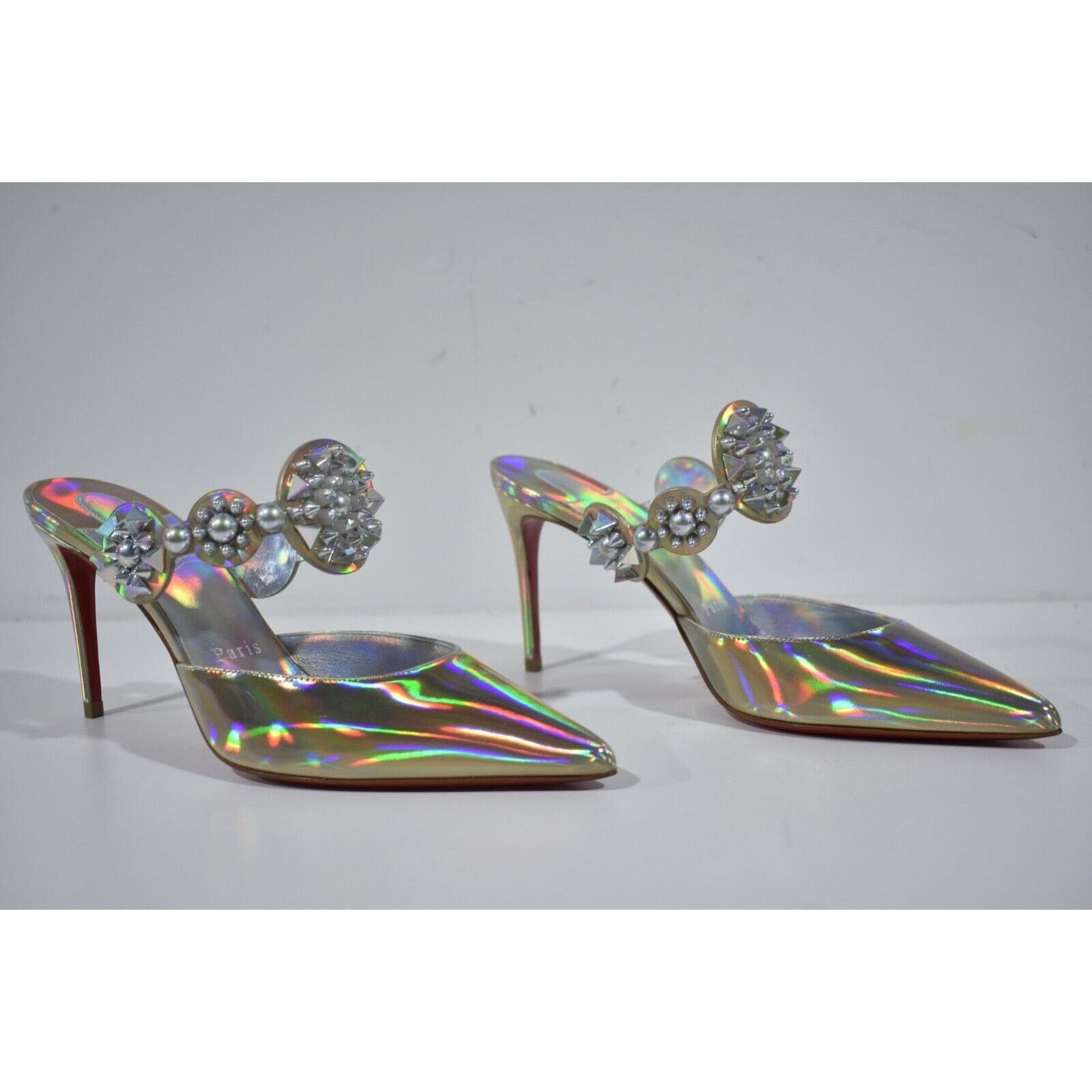 Christian Louboutin Miss Goldora 85 Gold AB Backless Sandal Mule Heel Pump 36 Size US 6 / IT 36 - 4 Thumbnail