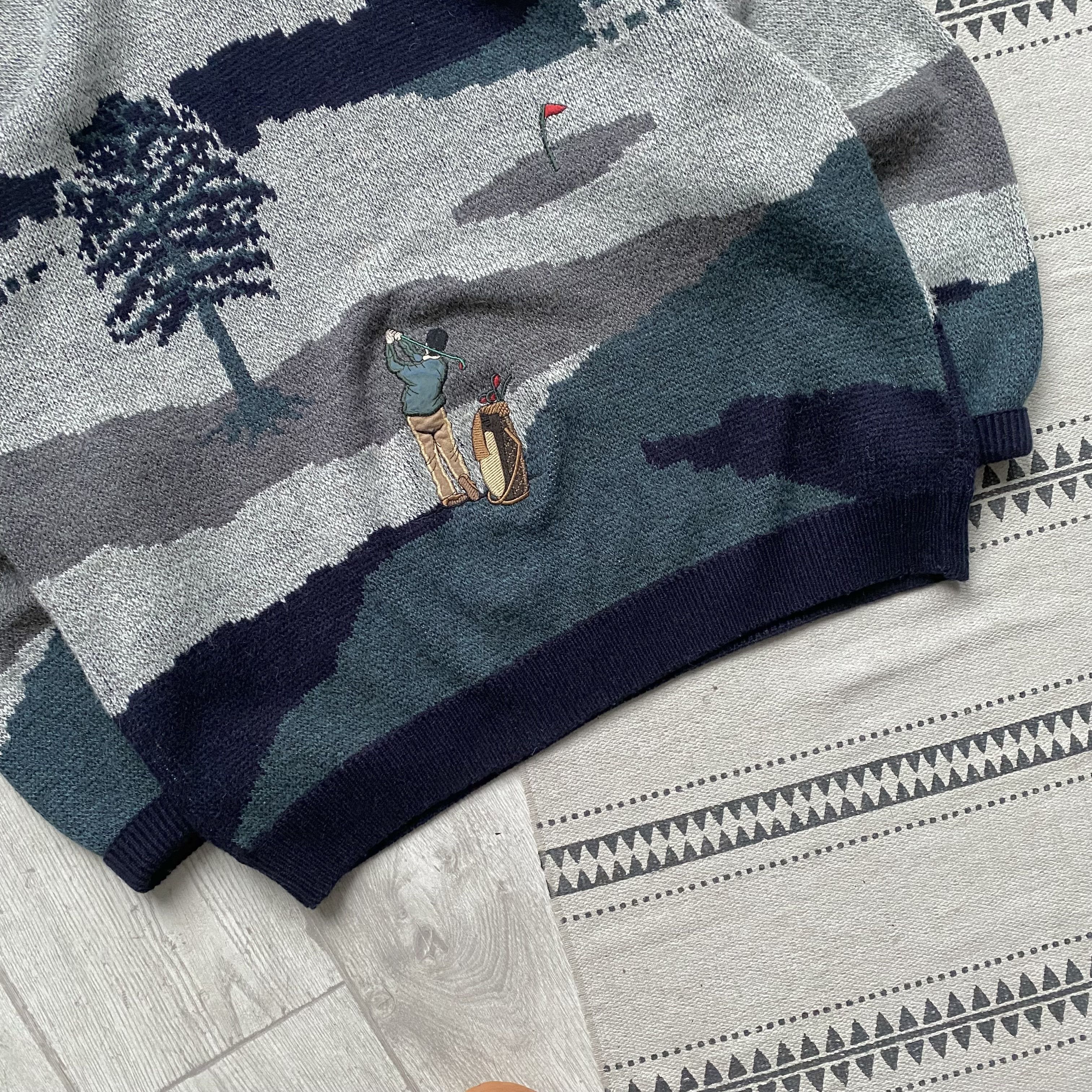 Carlo Colucci Vintage 80-90s Cozy Golf Wool kin sweater Y2K Size US XL / EU 56 / 4 - 3 Thumbnail