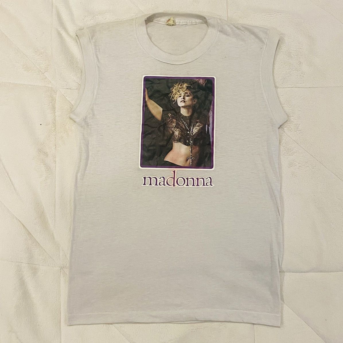 Vintage Vintage 80s Madonna Sleeveless White Shirt Size Small Size S / US 4 / IT 40 - 1 Thumbnail