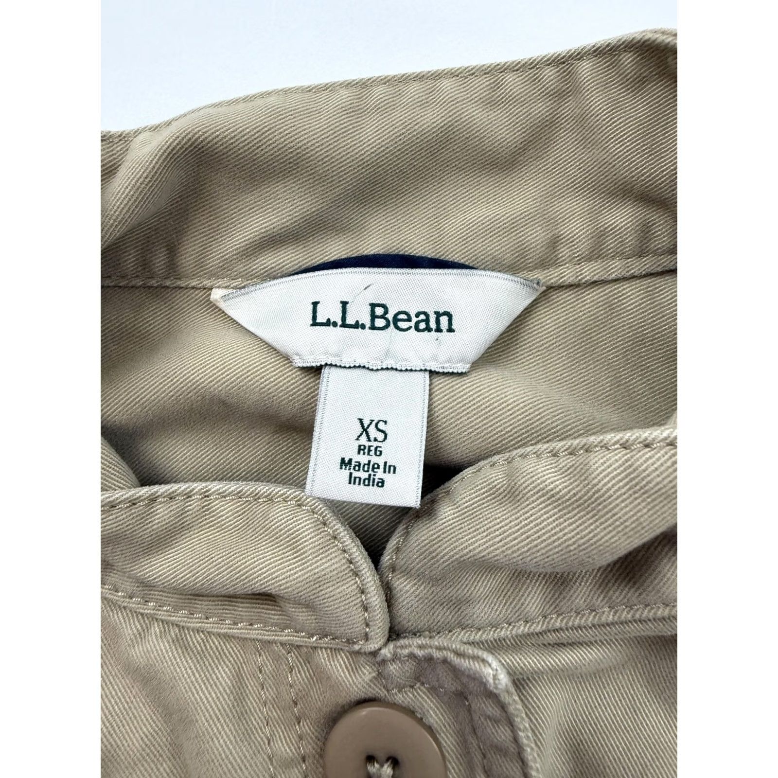 Vintage L.L. Bean Jacket XS Beige Cotton Twill Button Front Utility Pockets Short Womens Size 26" / US 2 / IT 38 - 4 Thumbnail