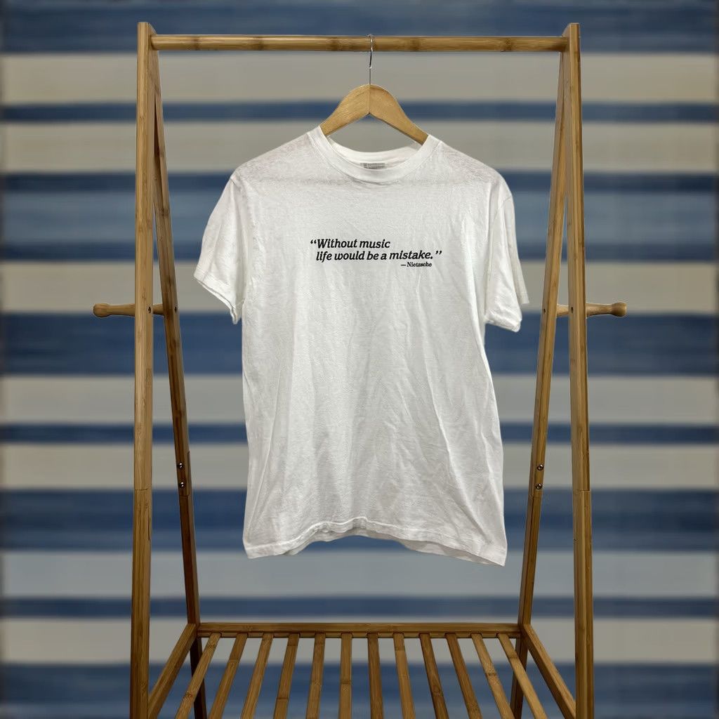 Hanes VTG 80s Without Music Life Would Be A Mistake Friedrich Nietzsche Art T-Shirt L Mens White Size US L / EU 52-54 / 3 - 1 Thumbnail
