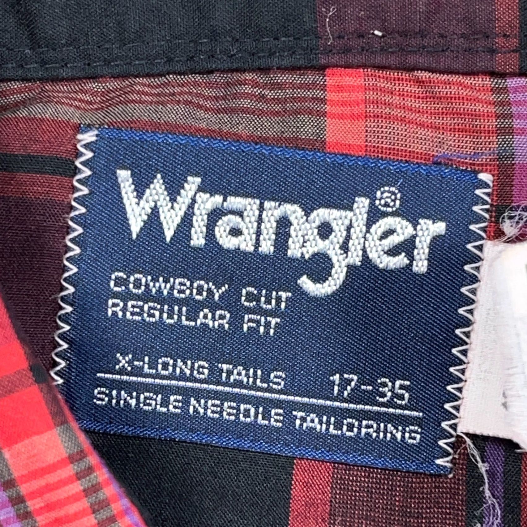 Wrangler VINTAGE Wrangler Shirt Men XL Pearl Snap Cowboy Western Plaid Red Cotton Long Sleeve 17 35 Size US XL / EU 56 / 4 - 3 Thumbnail
