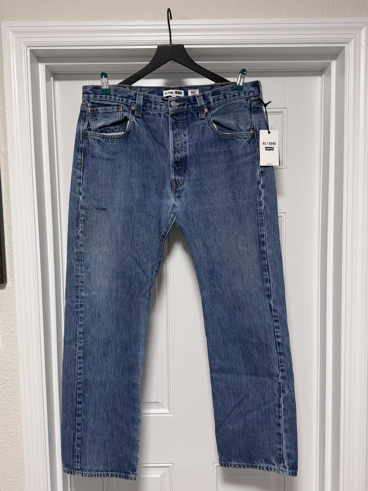 RE/DONE NWT RE/DONE Men’s 1401 Straight Leg Jeans – Worn In Blue Size US 36 / EU 52 - 12 Thumbnail