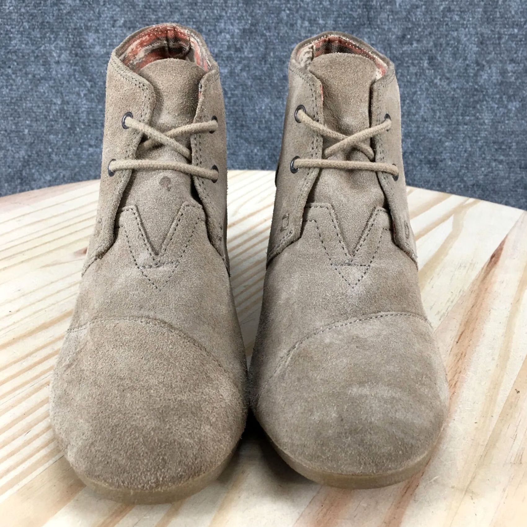 Toms TOMS Boots Womens 7.5 Ankle Booties Desert Wedge Brown Suede Leather Lace Up Bootie Size US 8 / IT 38 - 6 Thumbnail