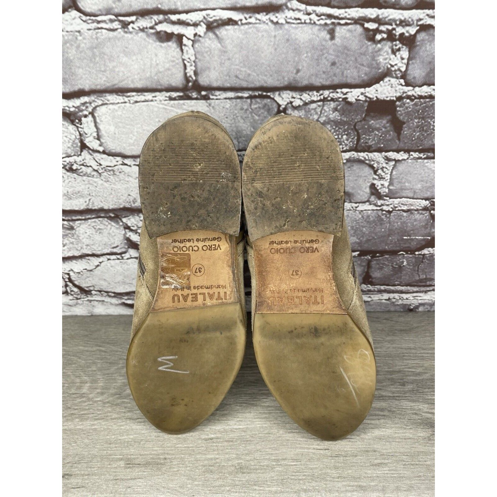 Other ITALEAU Tan Suede Leather Ankle Side Zipper Low Heel Boots W Size US 6.5 / IT 36.5 - 6 Thumbnail
