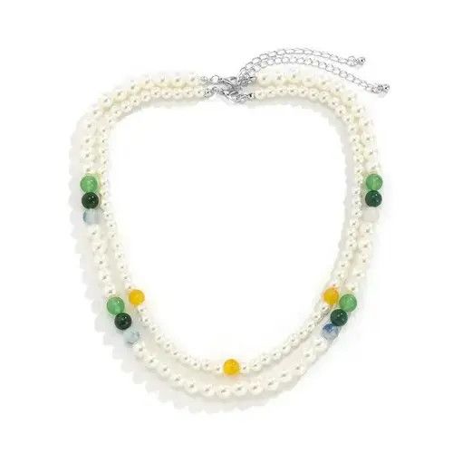 2 Pearl Necklace Casual Chain Jewelry Classic Imitation Bead in White, Men's
