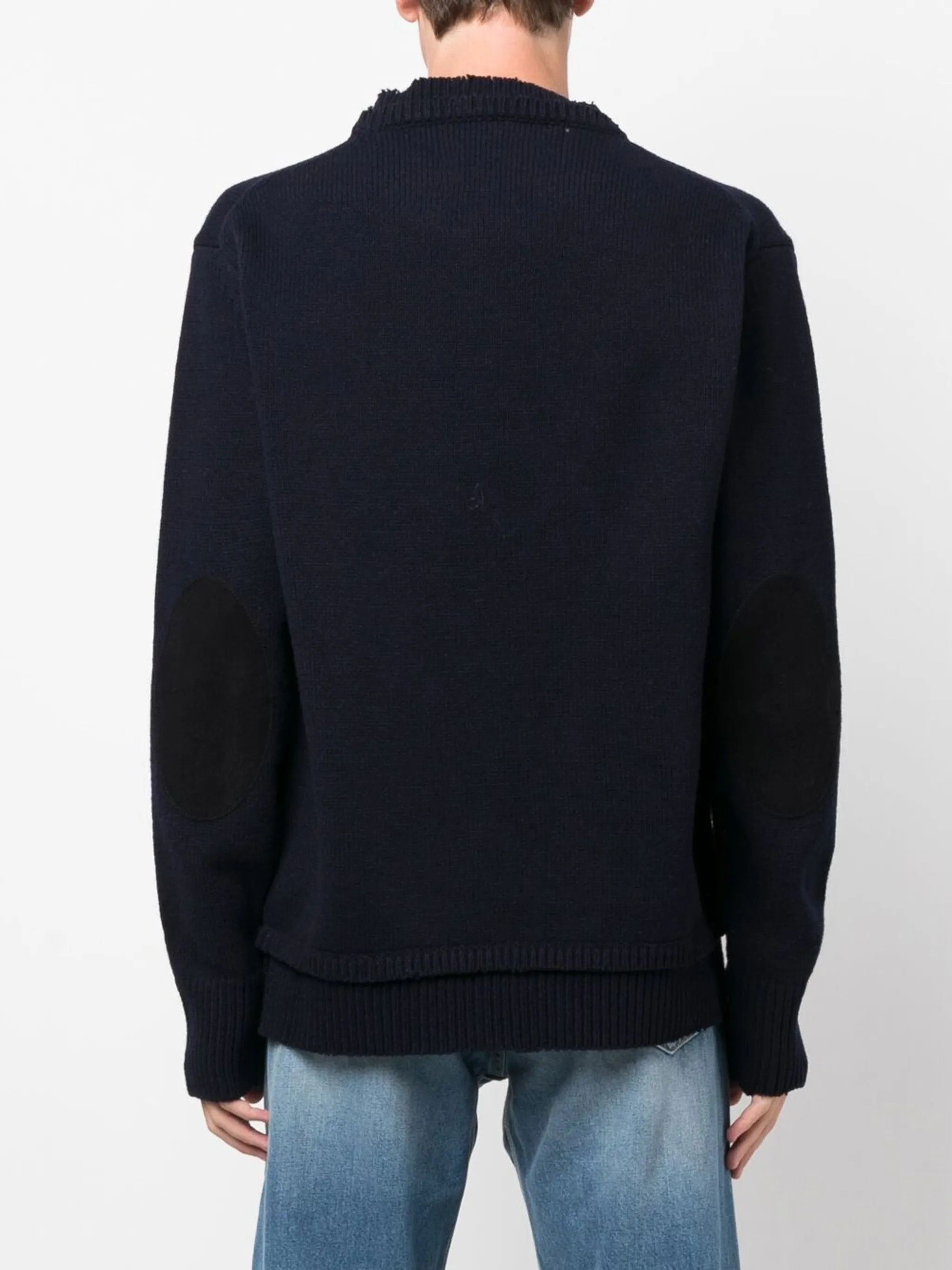 Maison Margiela o1w1db11225 Elbow Patch Pnitted Jumper in Navy Blue Size US S / EU 44-46 / 1 - 4 Thumbnail