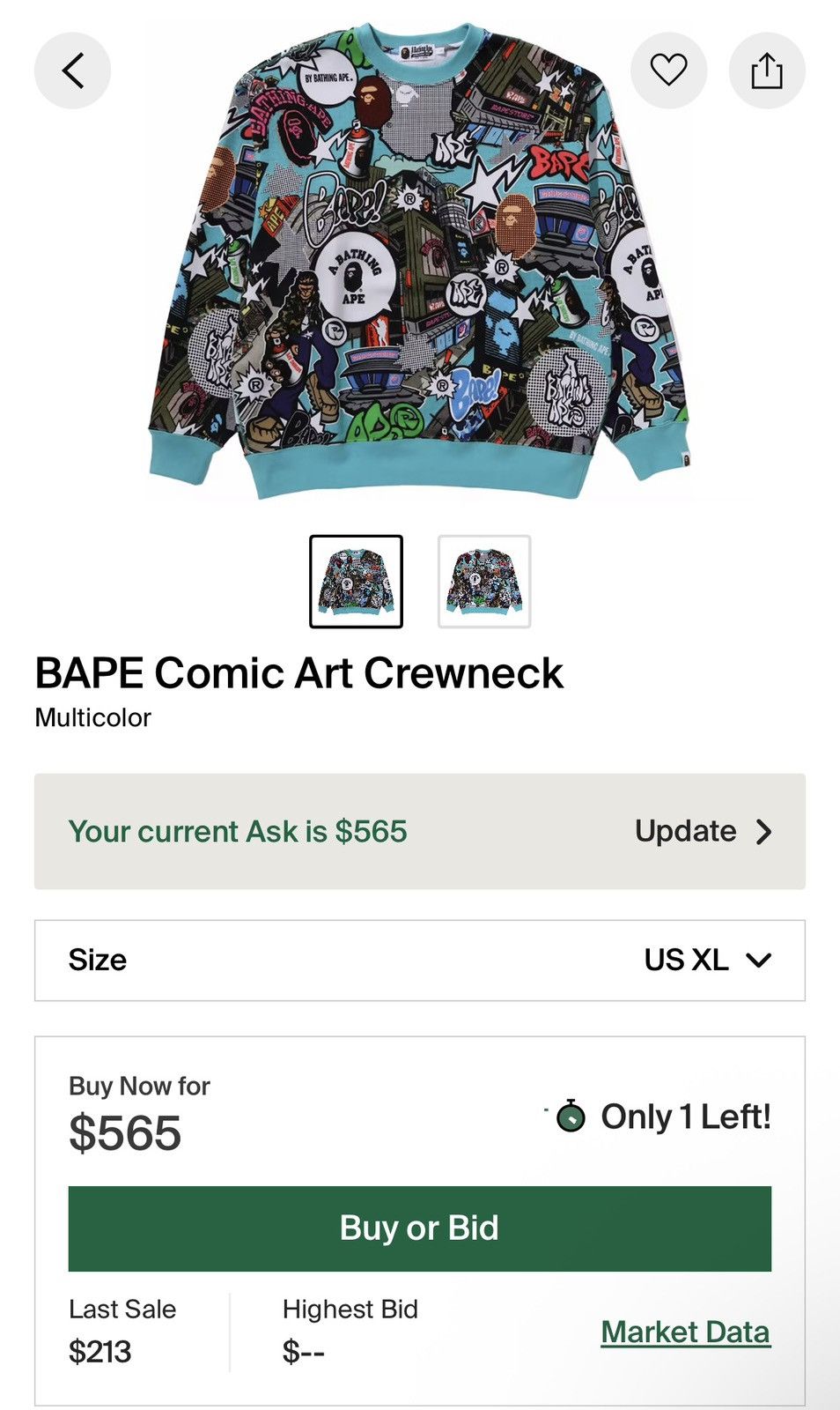 Bape Bape Comic Art Crewneck Size US XL / EU 56 / 4 - 11 Thumbnail