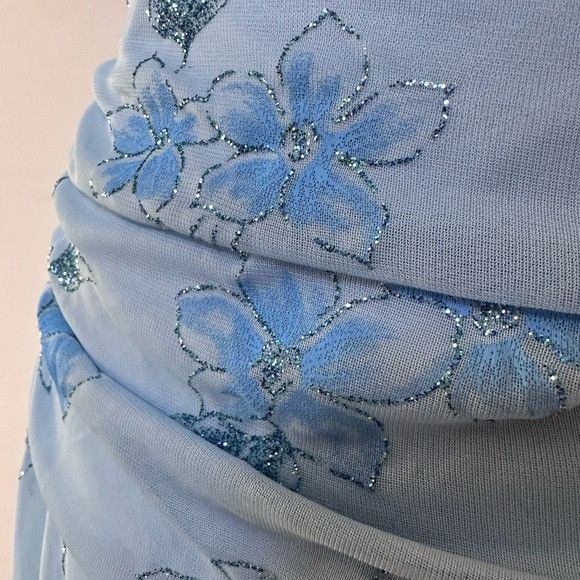 Other Vintage Y2K “Taboo” Blue Floral Glitter Dress Size L / US 10 / IT 46 - 10 Thumbnail