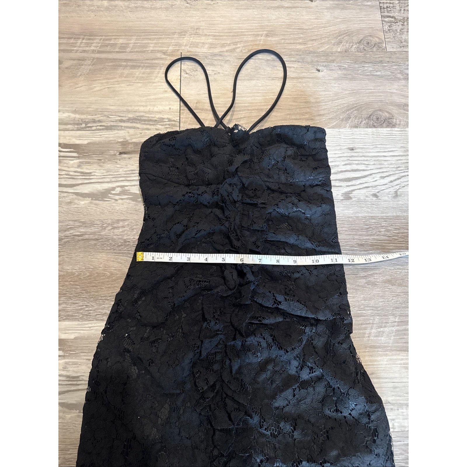 Zara Zara Womens Lace Mini Dress Draped XS Black Ruffled Floral Size XS / US 0-2 / IT 36-38 - 4 Thumbnail