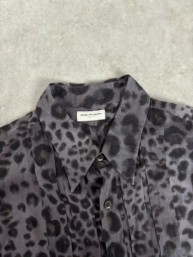 Dries Van Noten Dries Van Noten Grey & Black Leopard Print Shirt Size US S / EU 44-46 / 1 - 4 Thumbnail