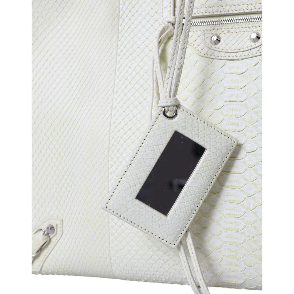 Balenciaga Balenciaga Chic Python Leather Tote in White & Yellow Size ONE SIZE - 6 Thumbnail