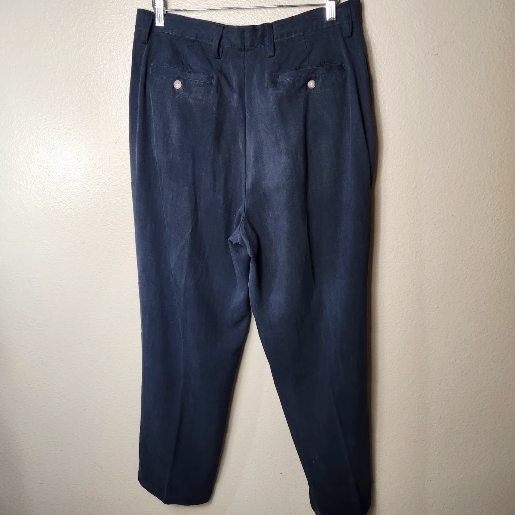 Tommy Bahama Tommy Bahama Mens Dress Pants |36| Black 100% Silk Pleated Front Pockets Belt Loops Straight Inseam 30" Size US 36 / EU 52 - 3 Thumbnail