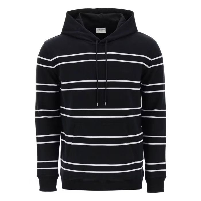 image of Saint Laurent Paris O1S22I1N0524 Stripe Hoodie In Black, Men's (Size Medium)