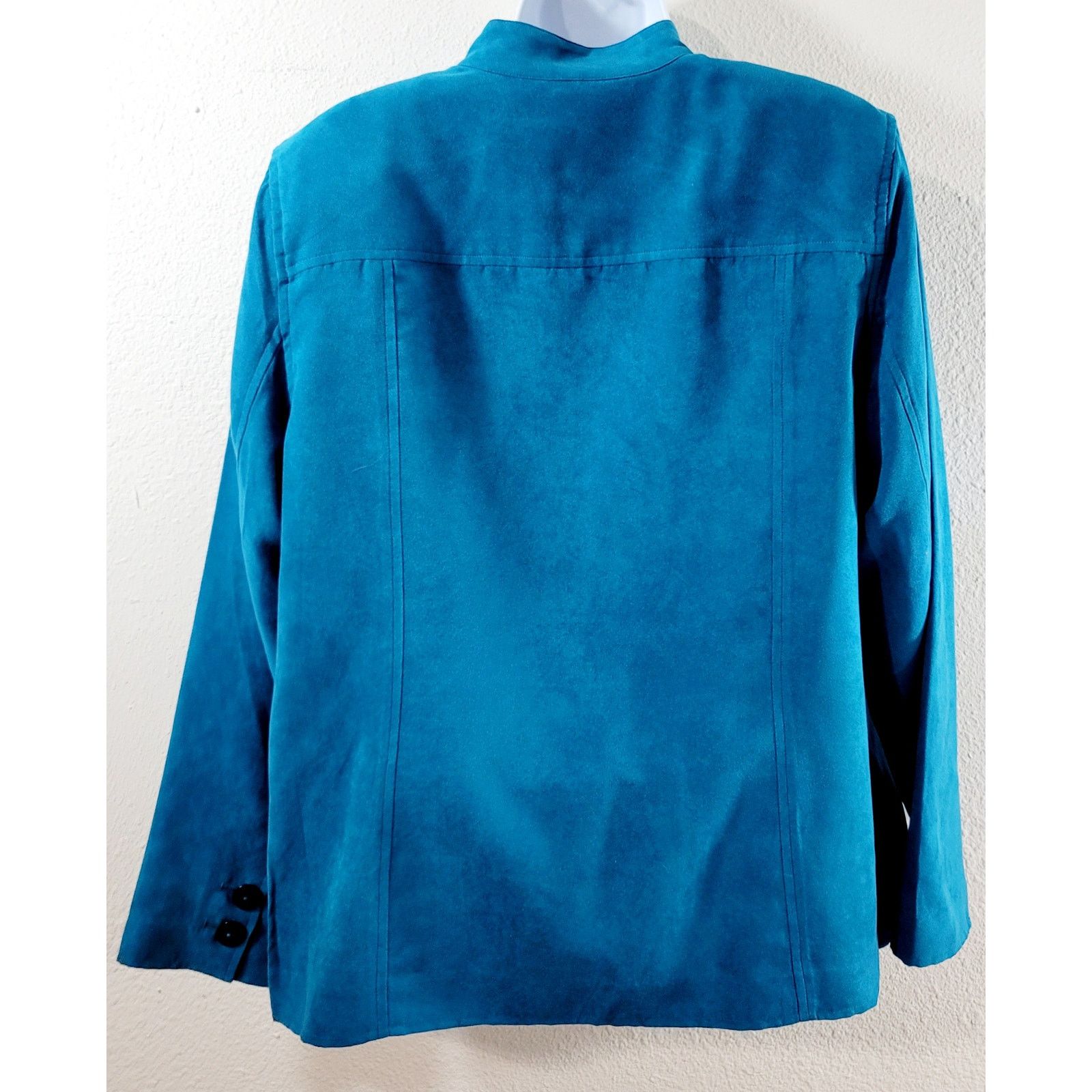 Other Draper's & Damon's Blue Teal Suede Button Up Blazer Large Size L / US 10 / IT 46 - 3 Thumbnail