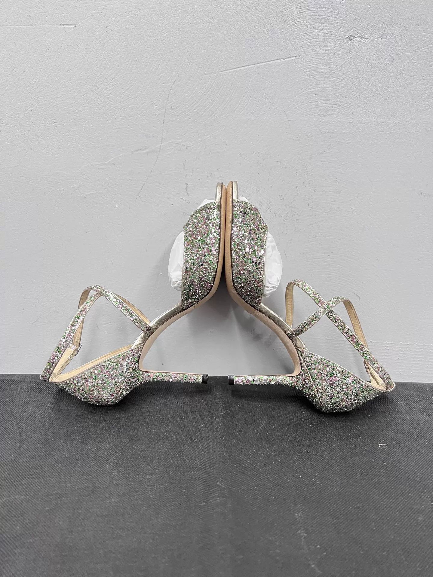 Jimmy Choo Jimmy Choo Emsy Crystal Glitter Open Toe Stiletto 38 NIB Size US 7.5 / IT 37.5 - 5 Thumbnail