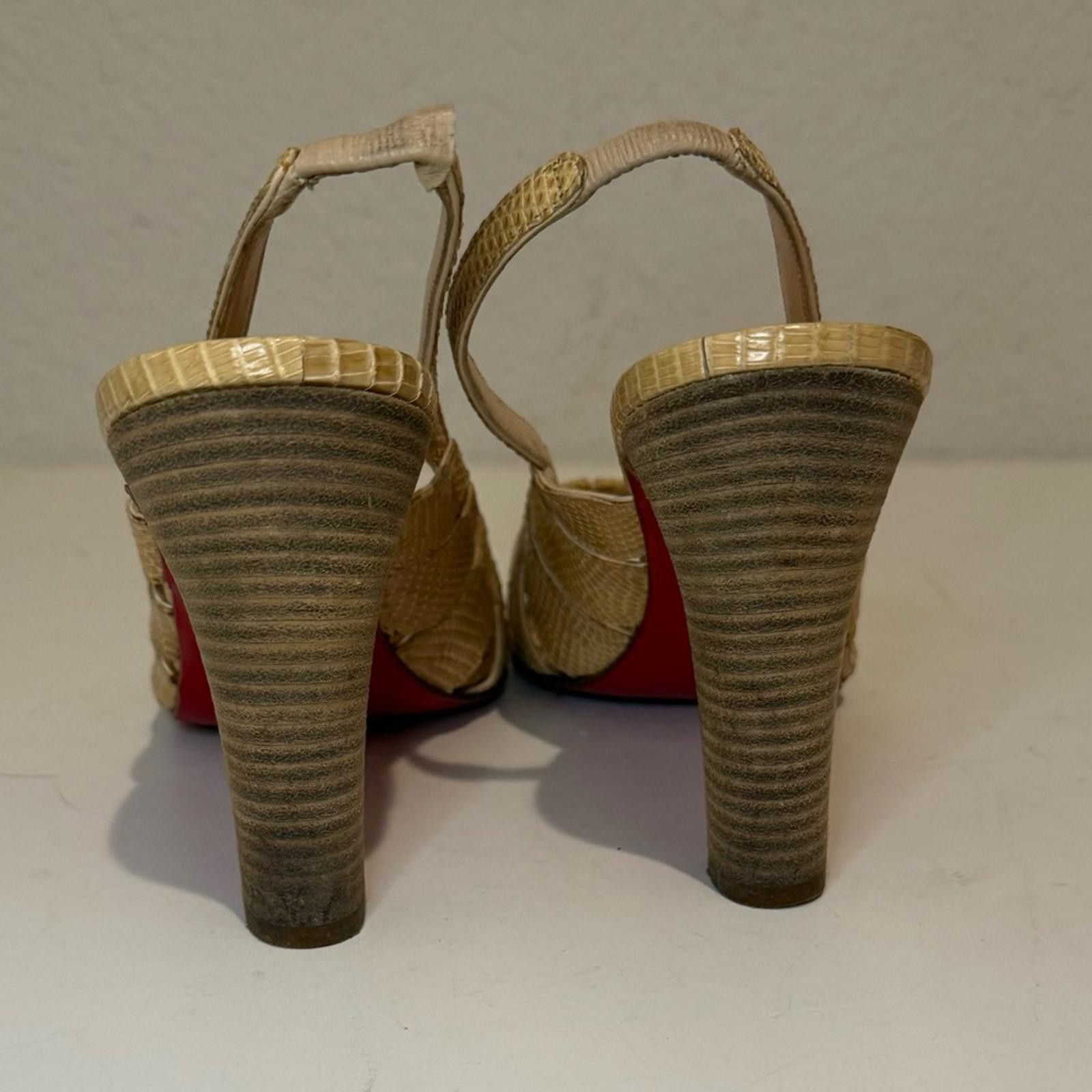 Christian Louboutin Christian Louboutin Beige Nude Lizard Slingback Sandals 40.5 Size US 9.5 / IT 39.5 - 7 Thumbnail