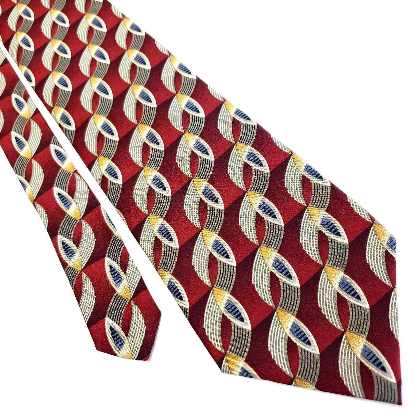 Perry Ellis Perry Ellis Portfolio Red Beige Silk Tie Woven Short Wide Ge Size ONE SIZE - 1 Thumbnail