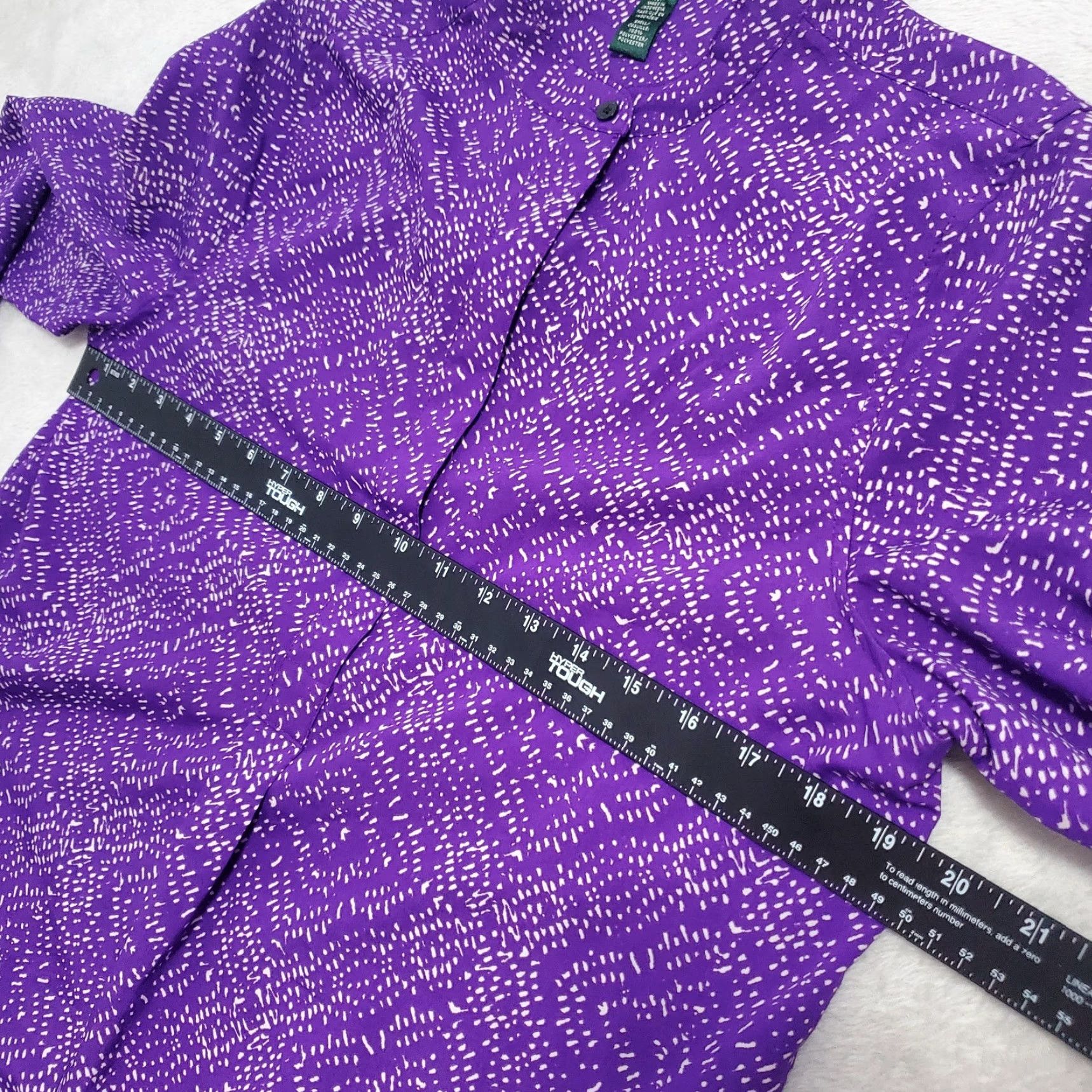 Ralph Lauren Lauren Ralph Lauren Womens Tunic Top Purple Print 1/2 Button Popover Size M Geometric Long Sleeve Strap? Wait. Size M / US 6-8 / IT 42-44 - 7 Thumbnail