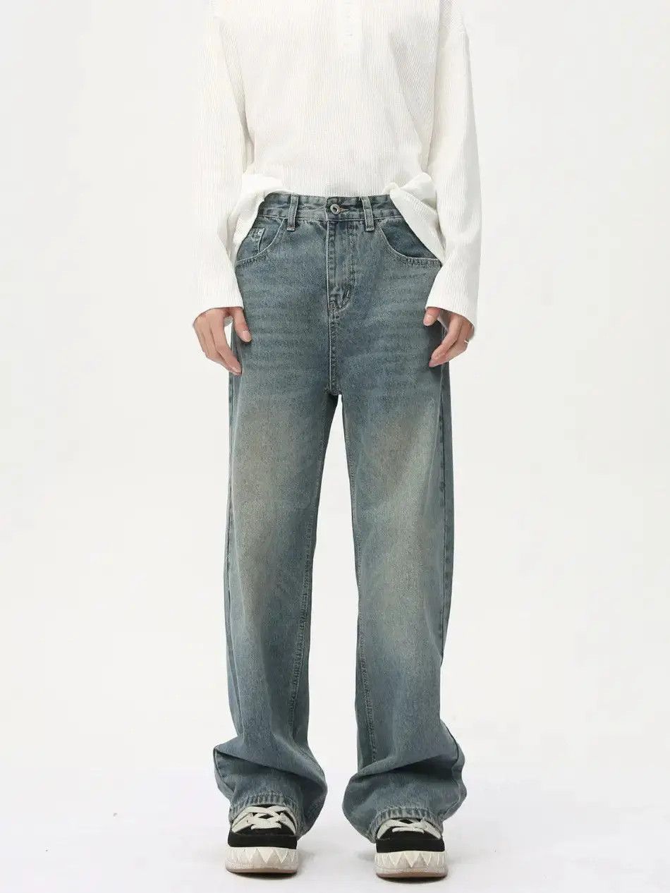 Japanese Brand Retro wide leg high street straight leg jeans Size US 32 / EU 48 - 6 Thumbnail