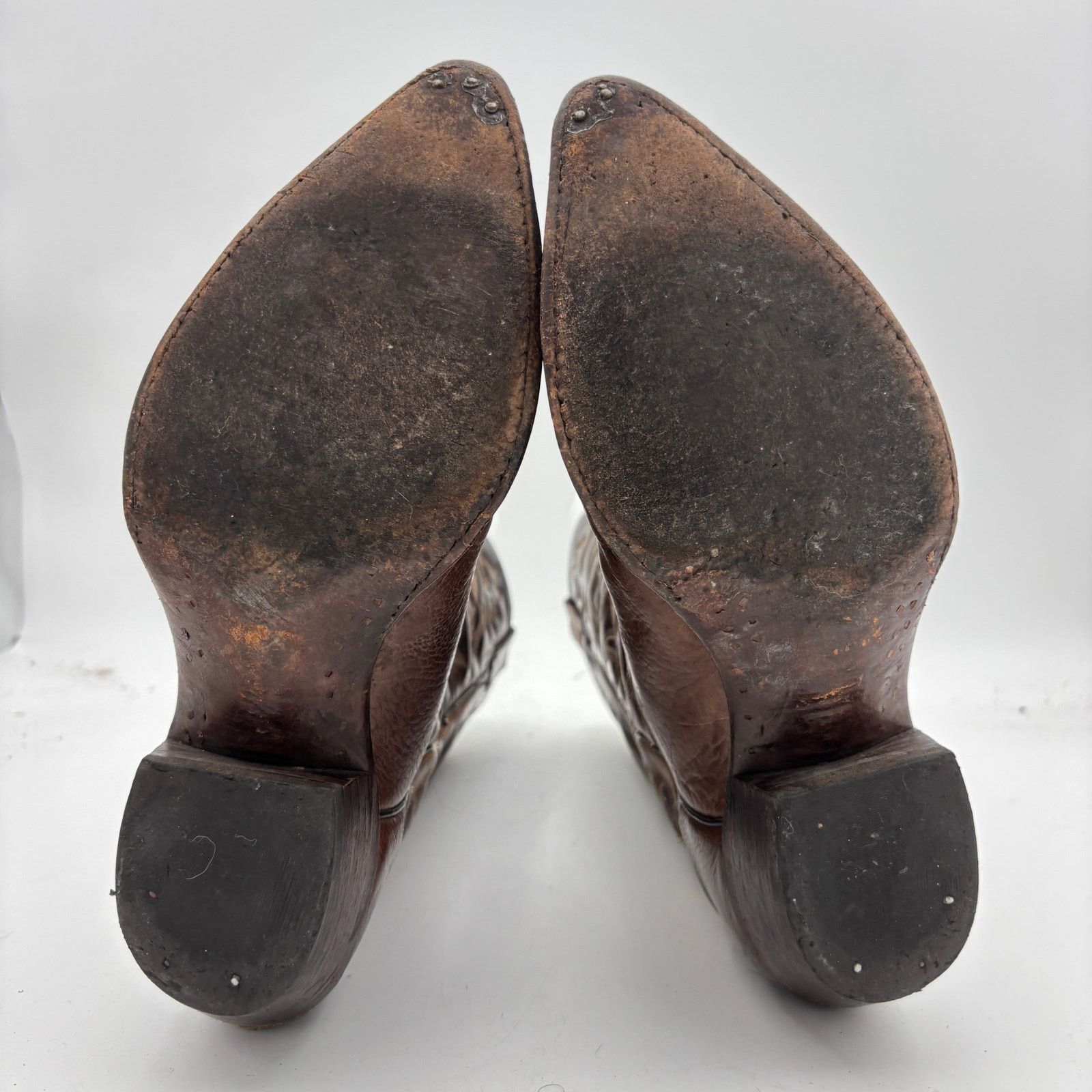 Vintage Vintage J. Chisholm Brown Leather Western Boots Men's 8.5D Size US 8.5 / EU 41-42 - 7 Thumbnail