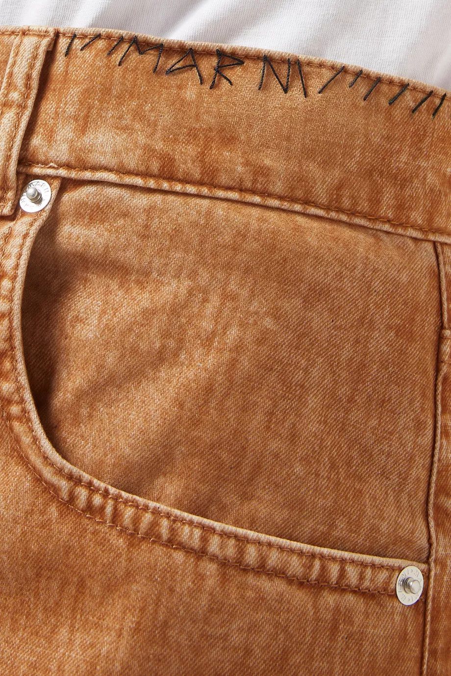Marni oc11z0525 Logo Patch Turn Up Jeans in Beige Size 27" / US 4 / IT 40 - 4 Thumbnail