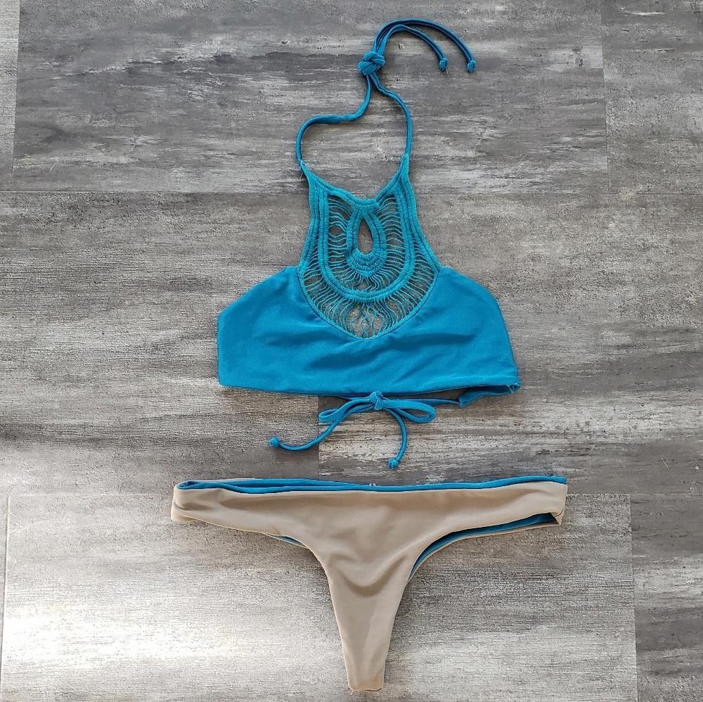 Bettanin & Venturi Teal Bettinis High Neck Reversible Bikini Size ONE SIZE - 1 Thumbnail